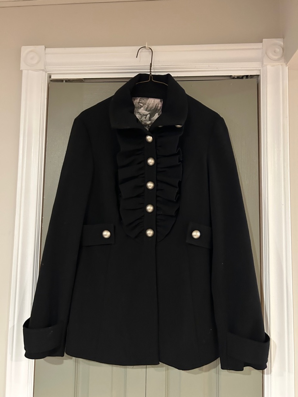 mac & jac Black Ruffled Front jacket with Silver Buttons - Picture 5 of 11